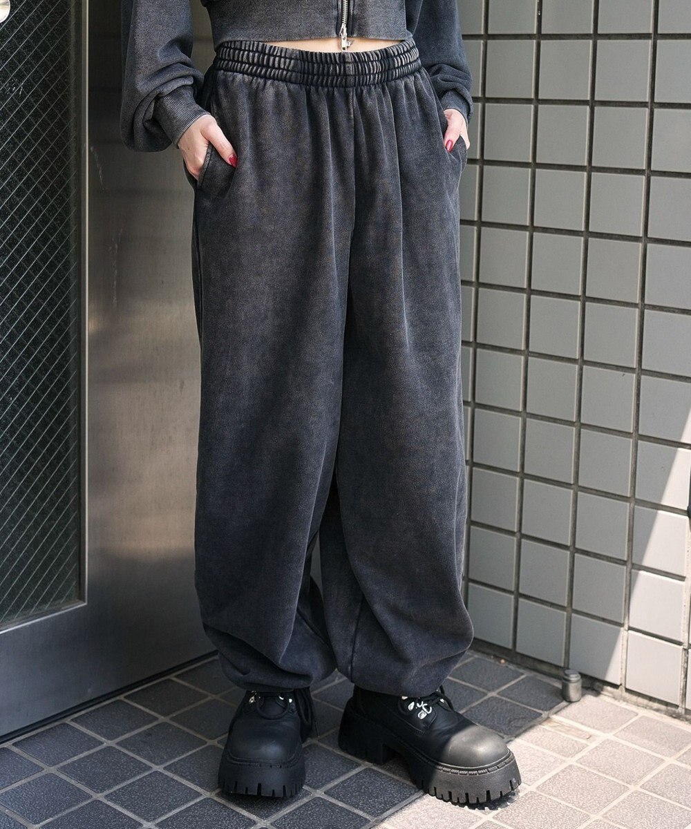 WEGO 【ウエストゴム】スウェットワイドパンツ 