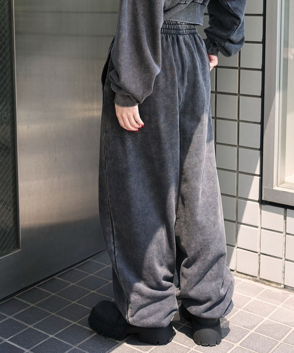 WEGO 【ウエストゴム】スウェットワイドパンツ 