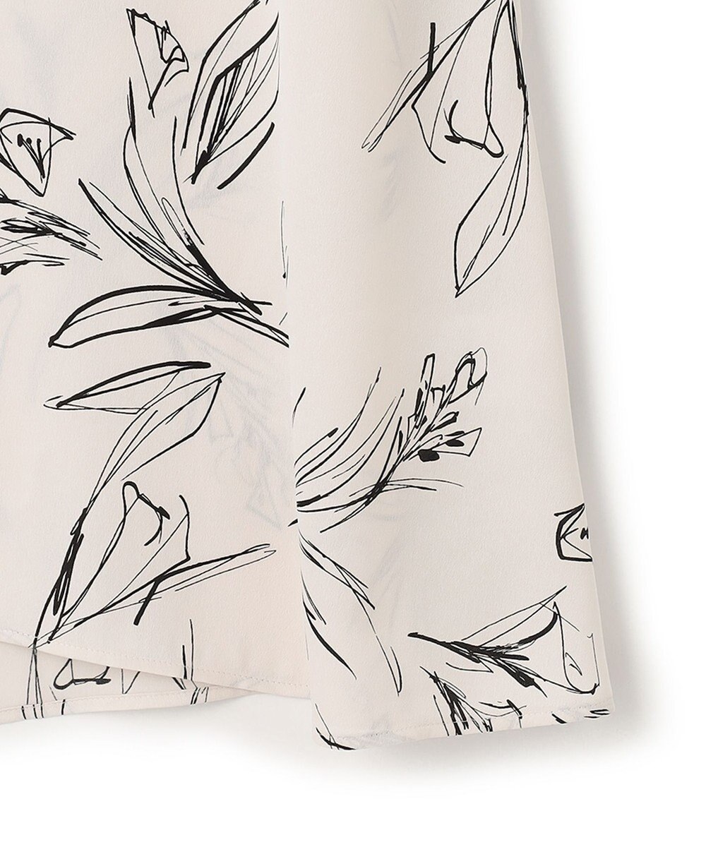 23区 【洗える】ラインフラワープリント フレンチスリーブ ブラウス 