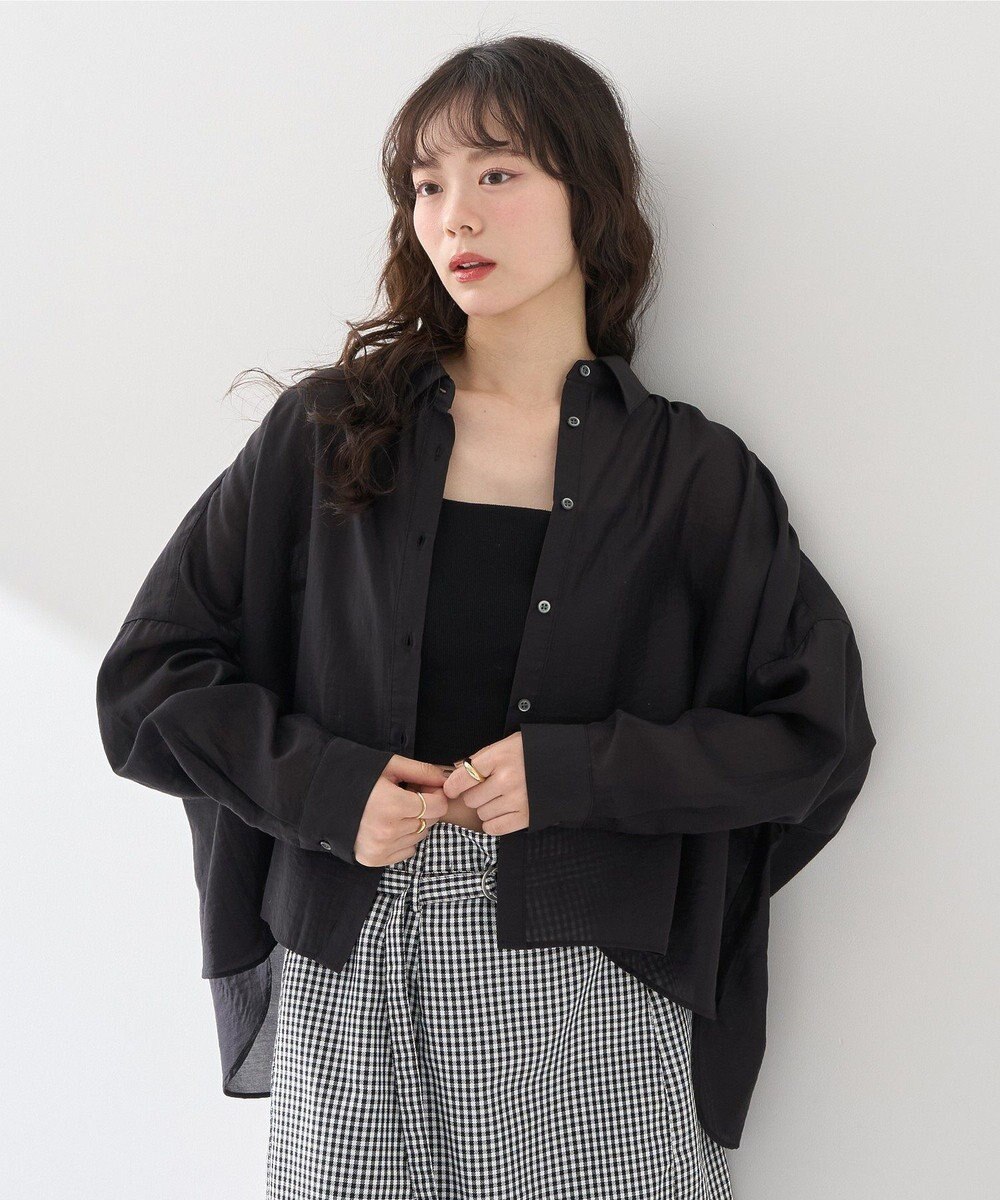 earth music&ecology ワイドシルエットシアーシャツ 