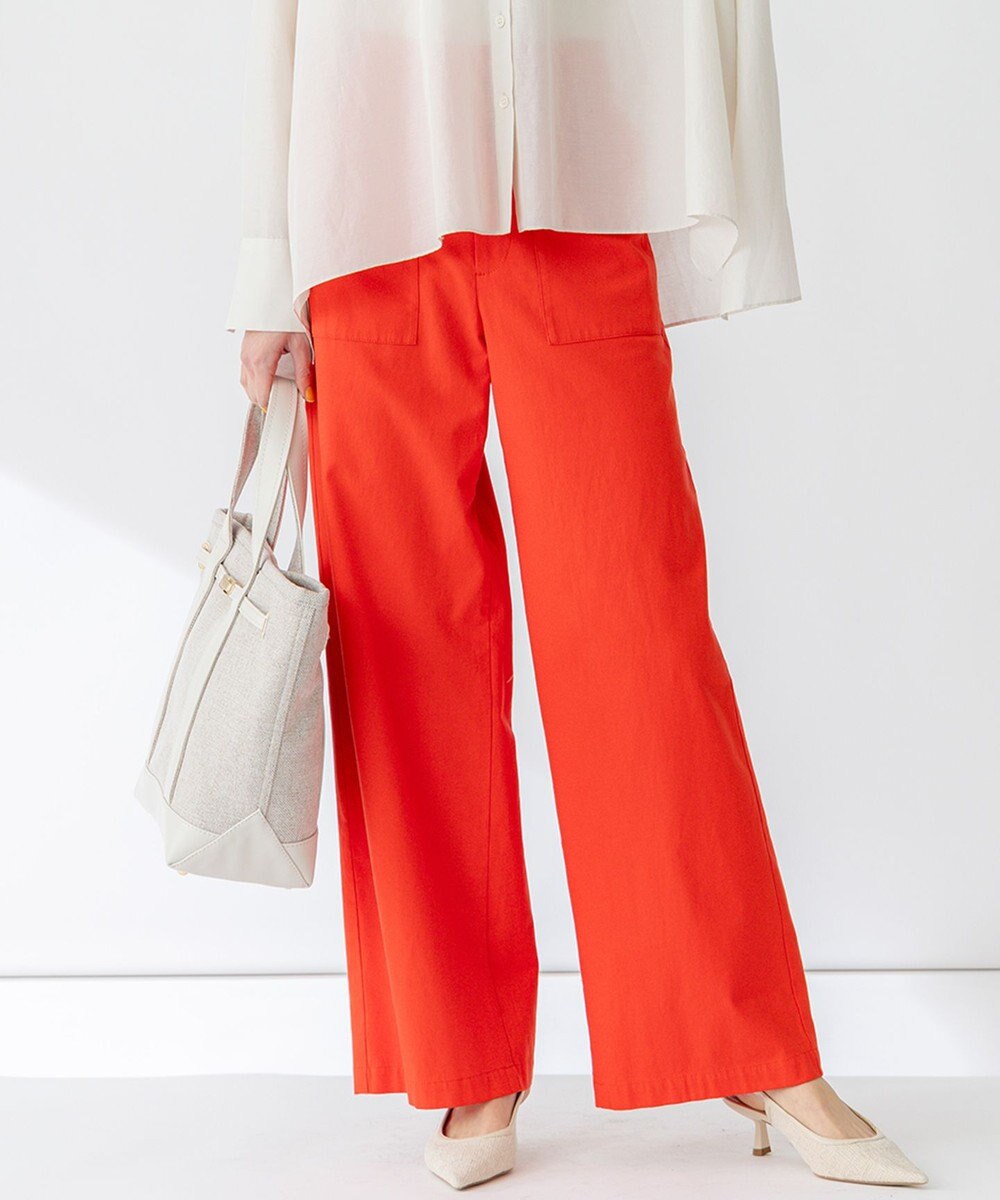 23区 【洗える】スラブツイルストレッチ ワイド パンツ 