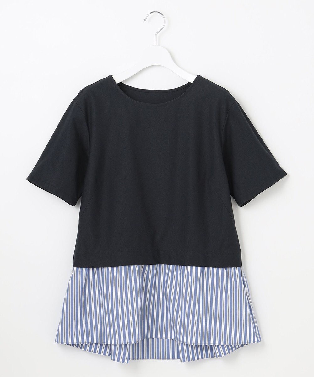 自由区 【洗える】コンビネーションシャーティング ペプラムデザイン カットソー 