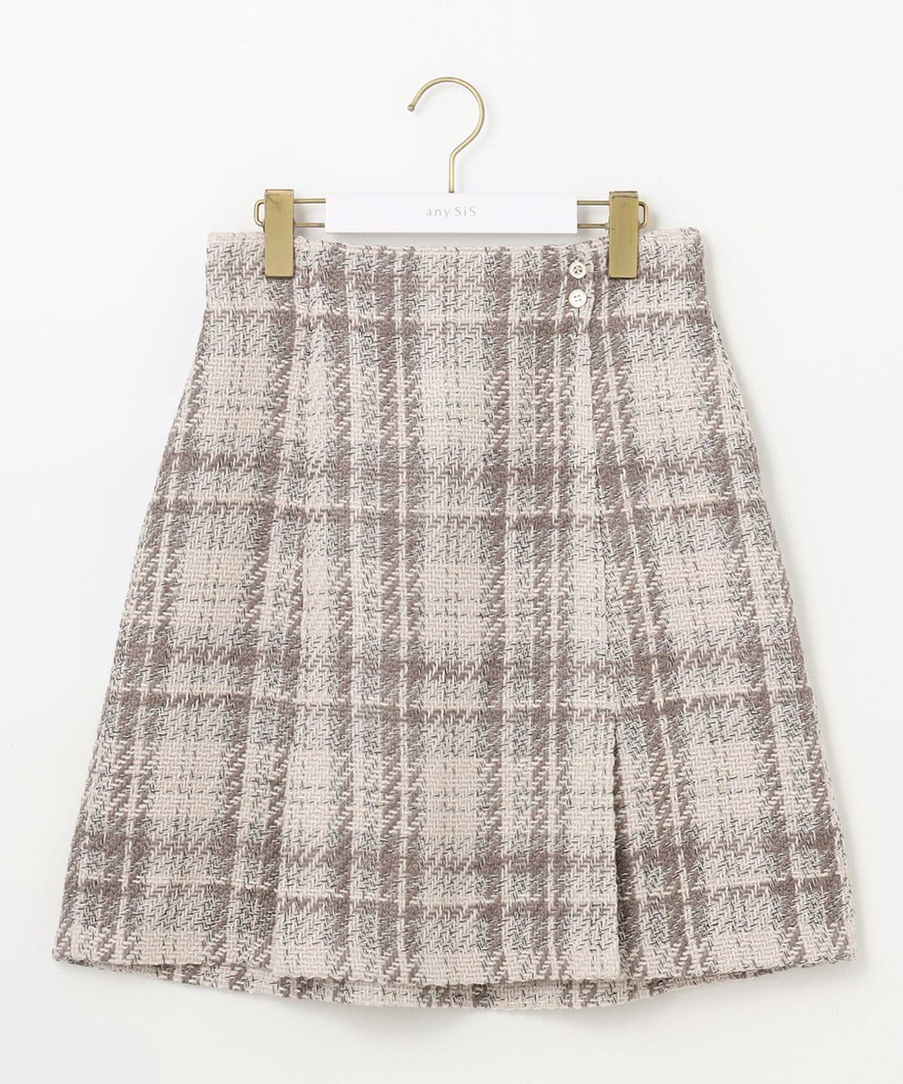 ANY SIS S ファジーチェック ミニスカート 