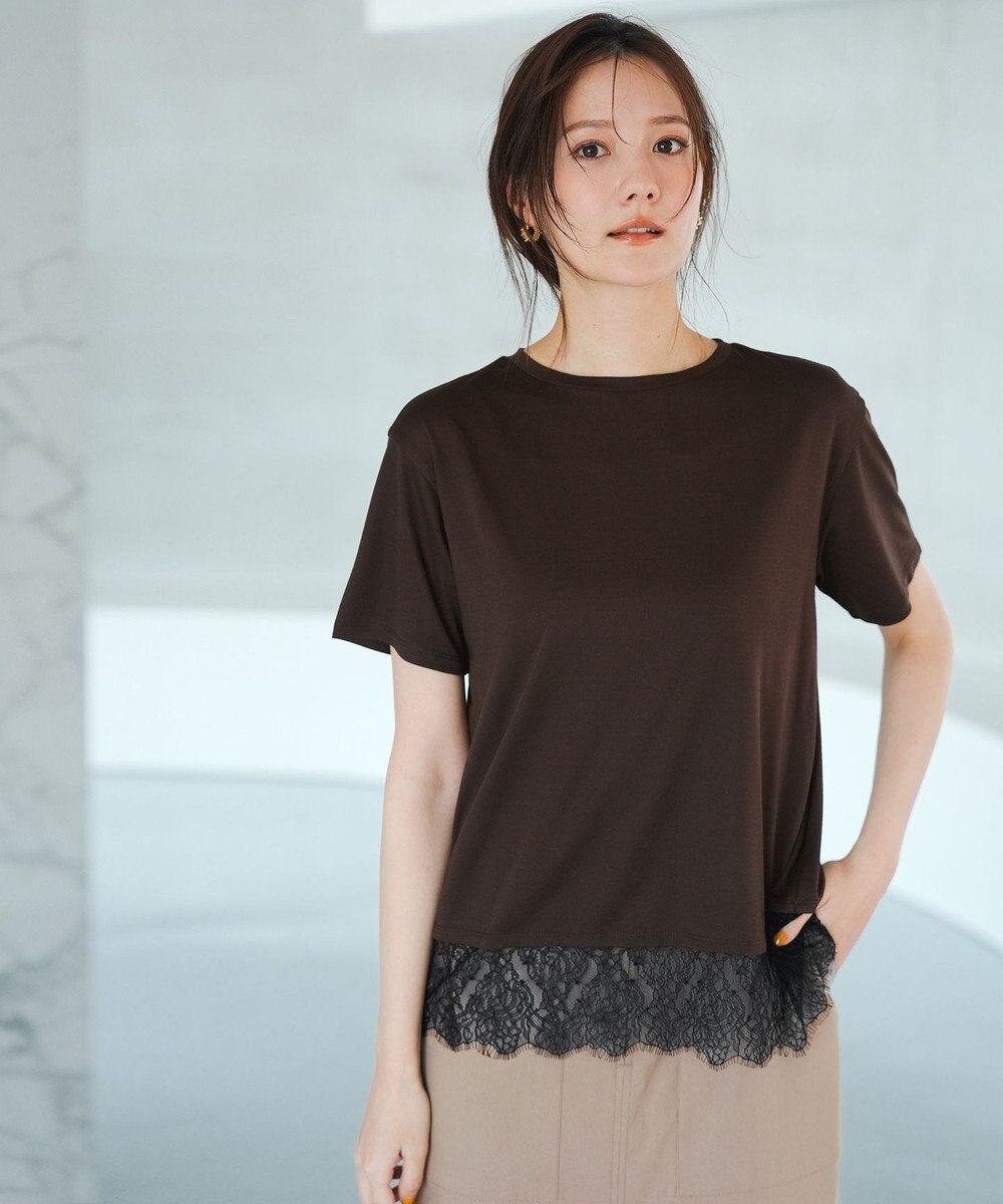 ANY SIS L 裾レース半袖Ｔシャツ 
