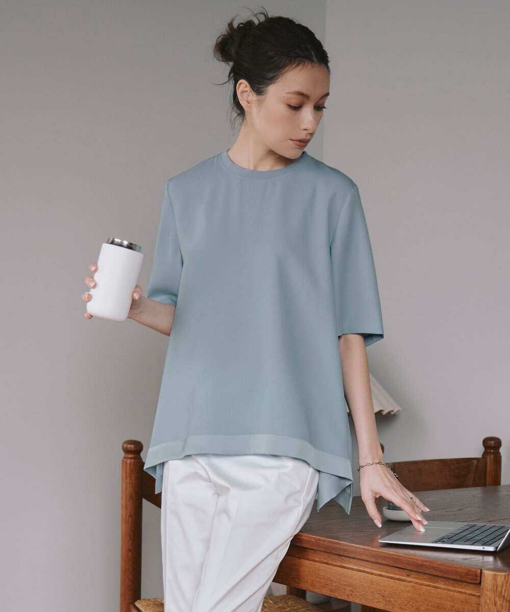 ICB 【接触冷感・UVケア・速乾・洗える】FluidBackSatin Tブラウス 