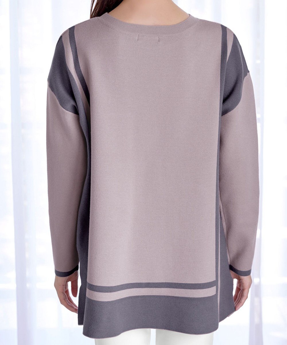 Tiaclasse 【新色追加・洗える】配色ニットチュニック 