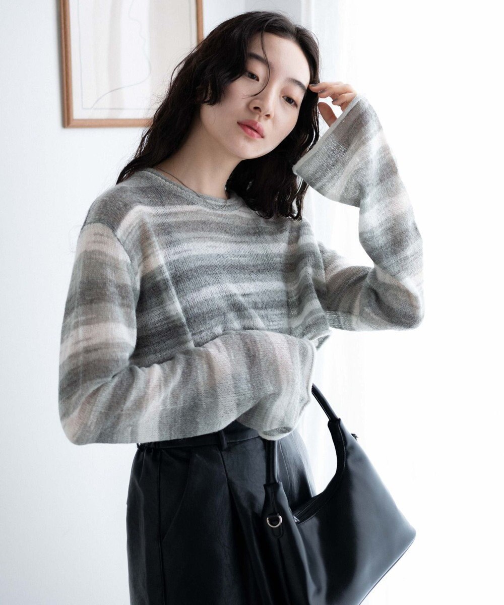 WEGO 段染めボーダーショートニット 