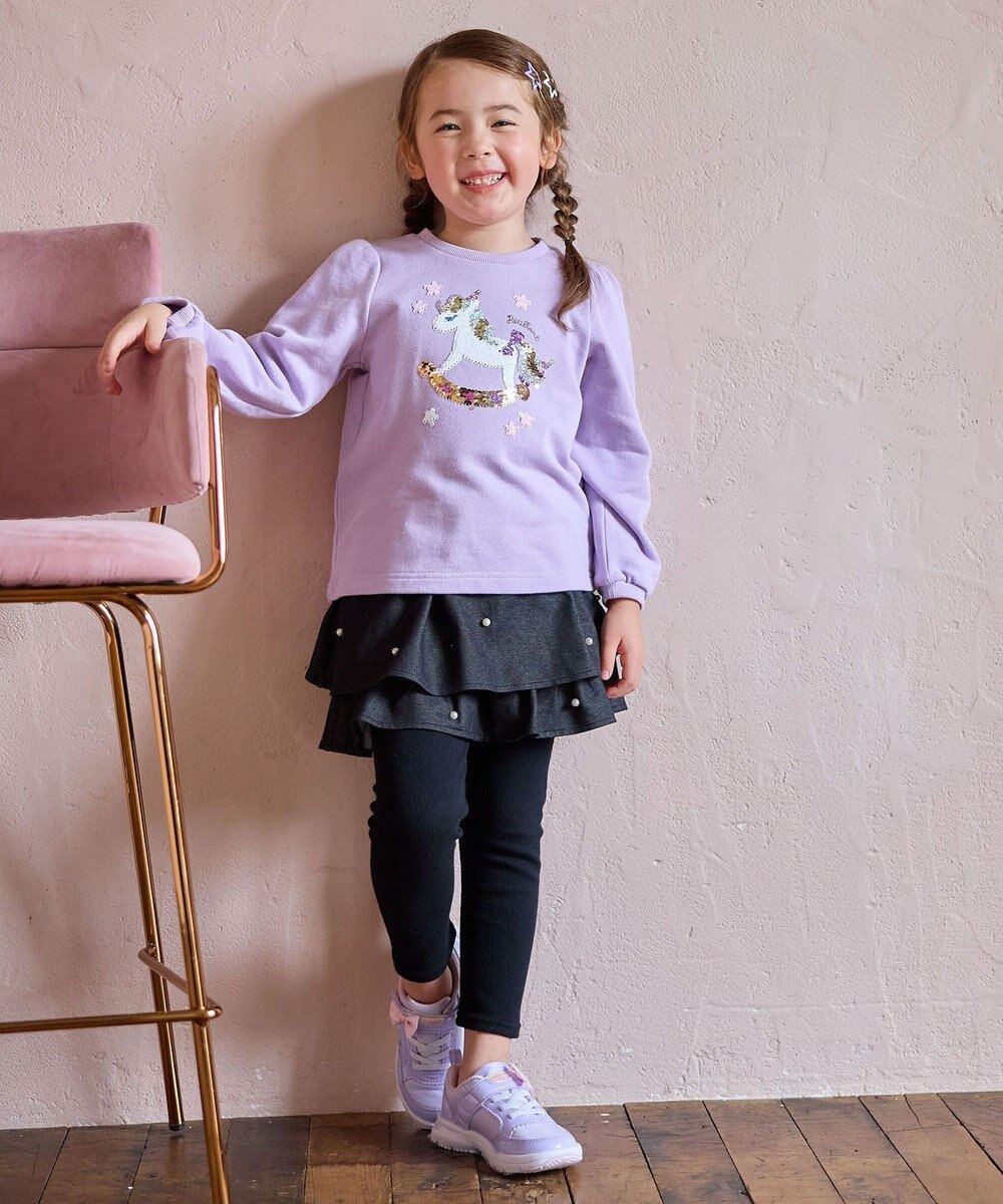 ANY KIDS パール×デニムニットスカッツ 