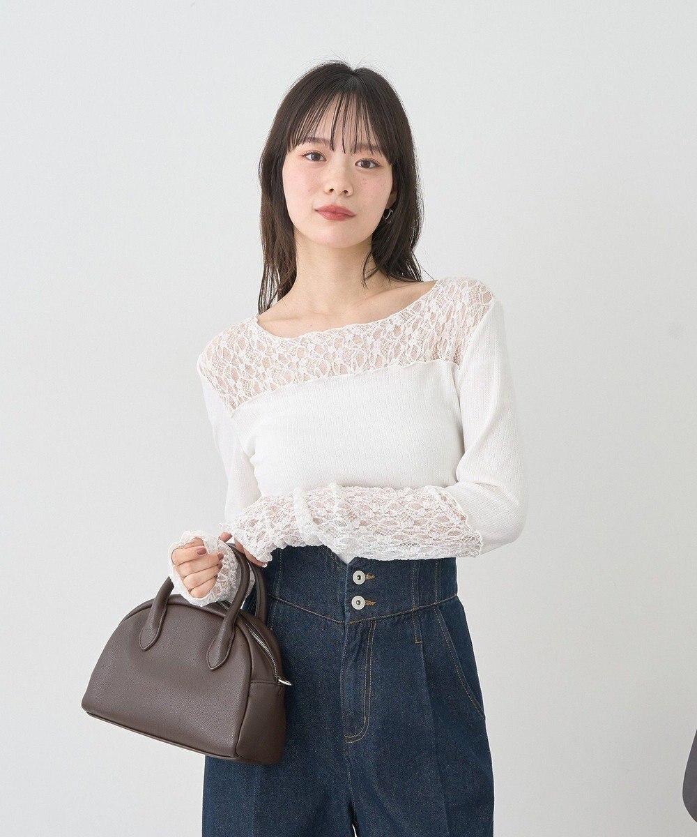 earth music&ecology レース×アイレットプルオ－バー 