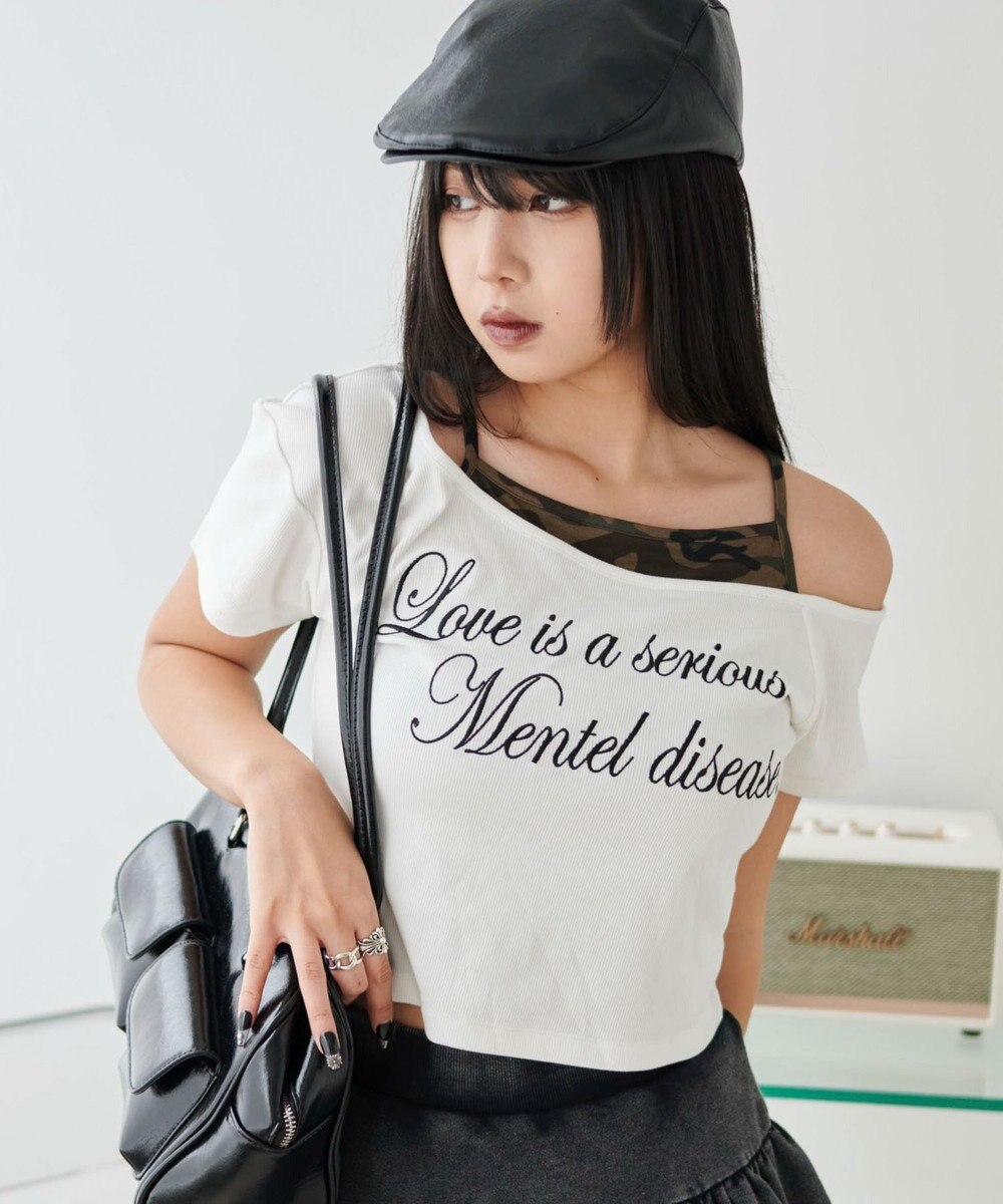 WEGO ドッキングオフショルデザインちびT 