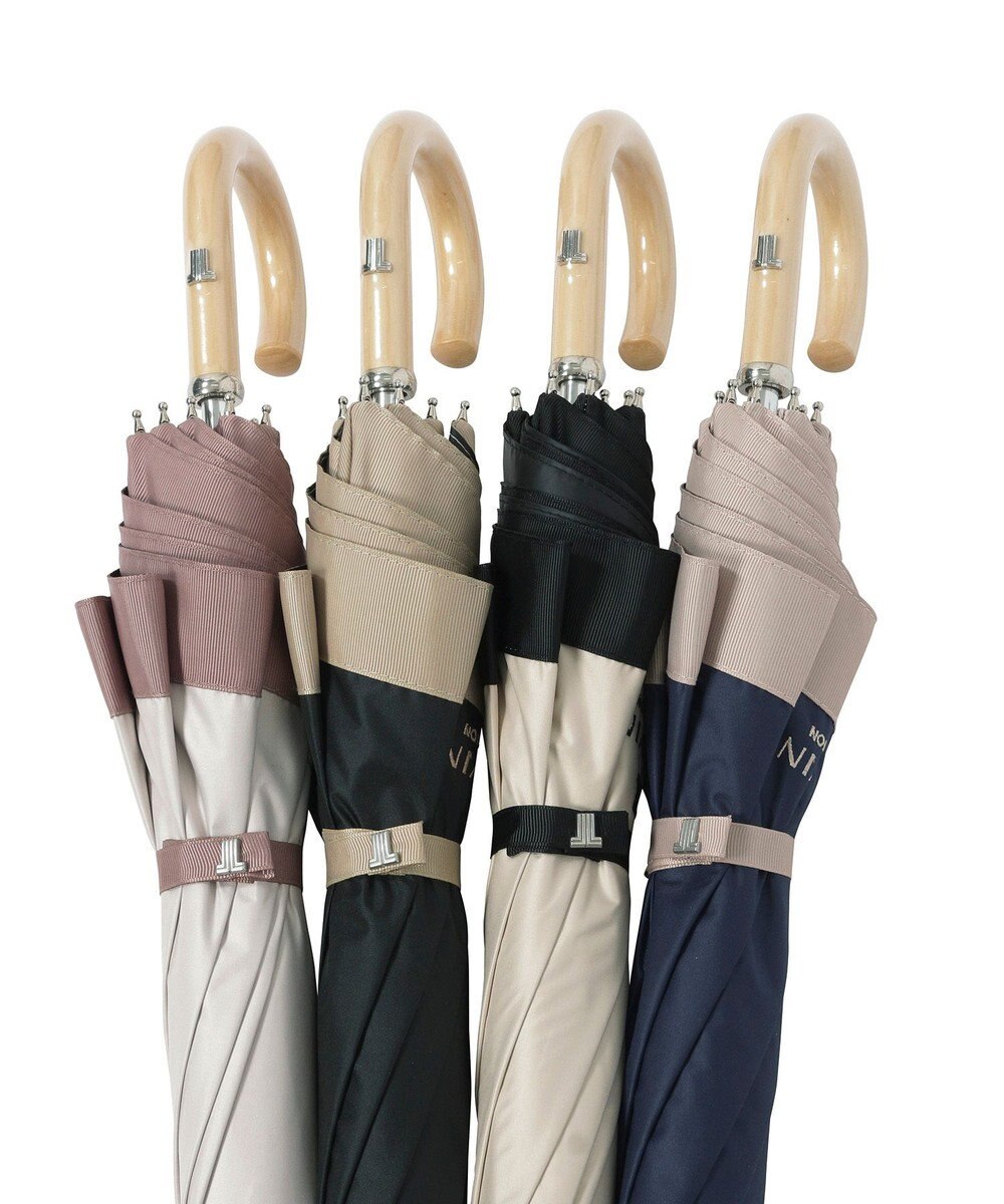 MOONBAT 【遮光/晴雨兼用日傘】LANVIN COLLECTION (ランバン コレクション)グログランリボン バイカラー 遮熱 UV 長傘 