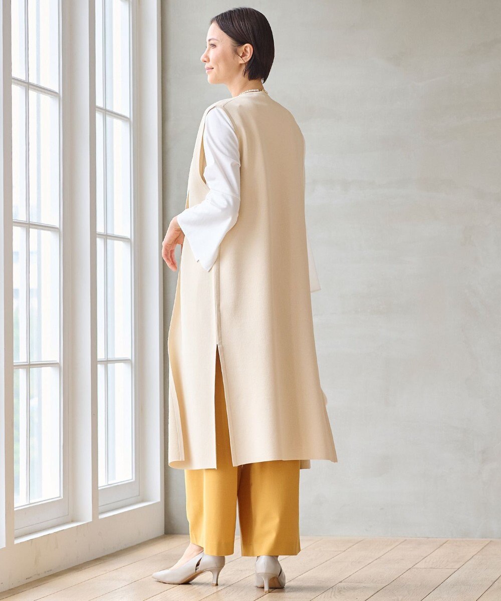 自由区 【WEB限定カラーあり・洗える】クレープストレッチニット ジレ 