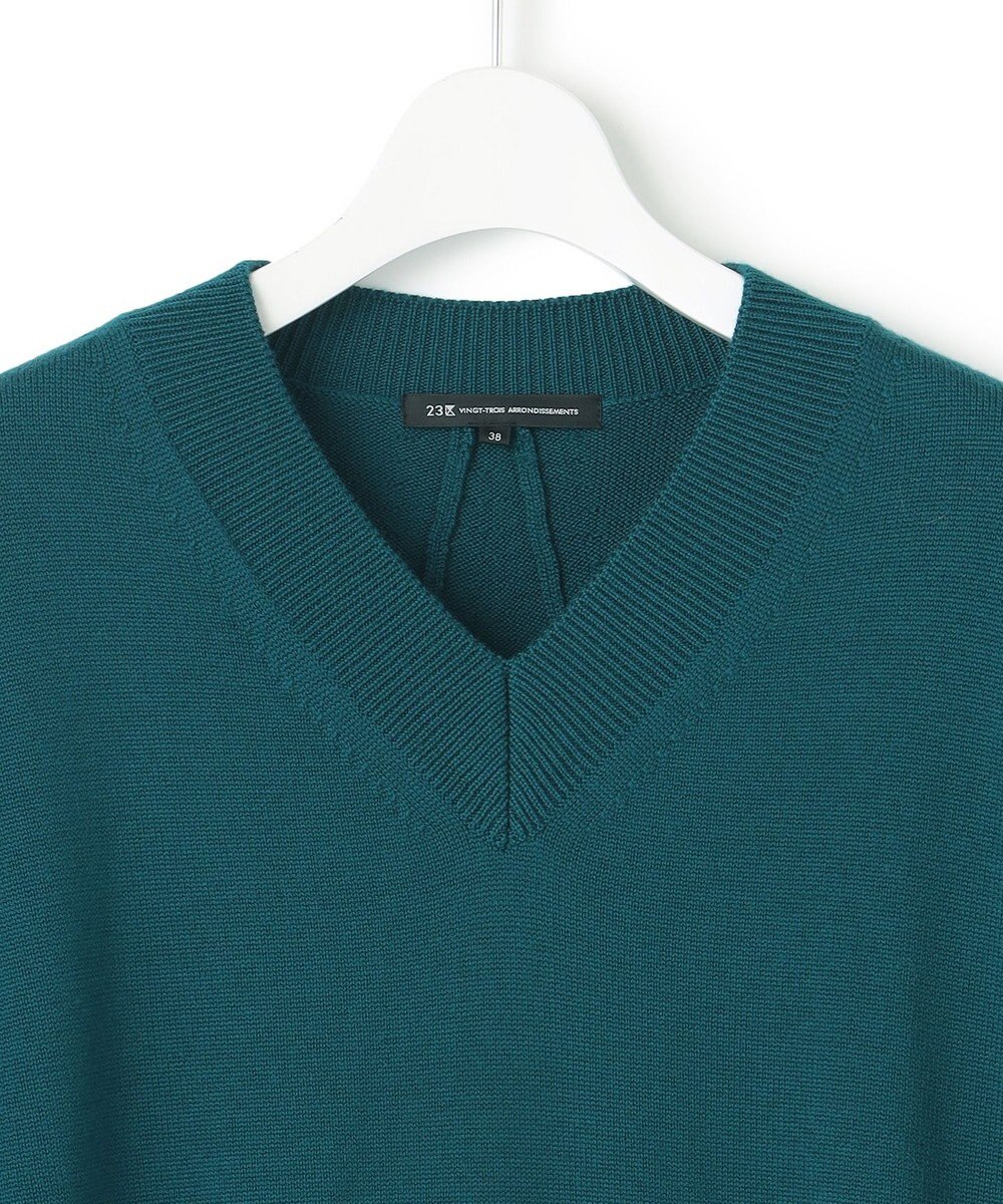 23区 【洗える】ウールミドルゲージ Vネック チュニック ニット 