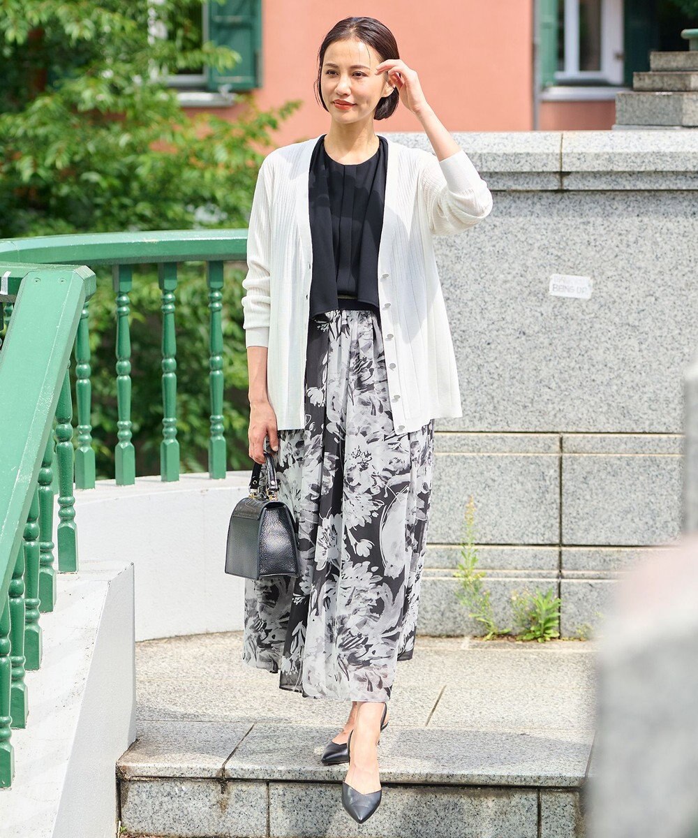 自由区 S 【ウエストゴム・洗える】ピオニーフローラルプリント  スカート 