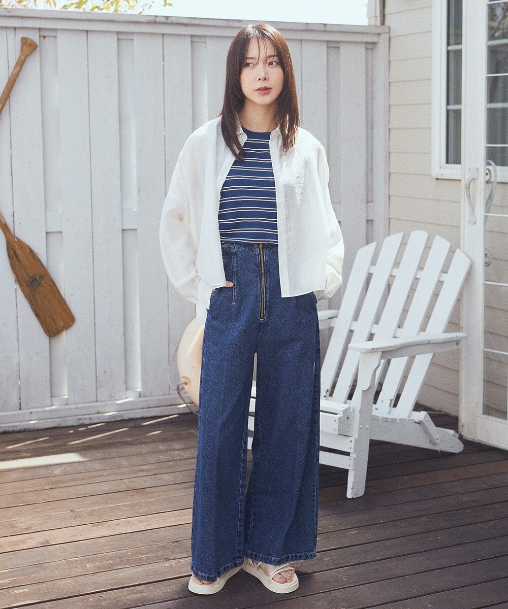 earth music&ecology ワイドシルエットシアーシャツ 