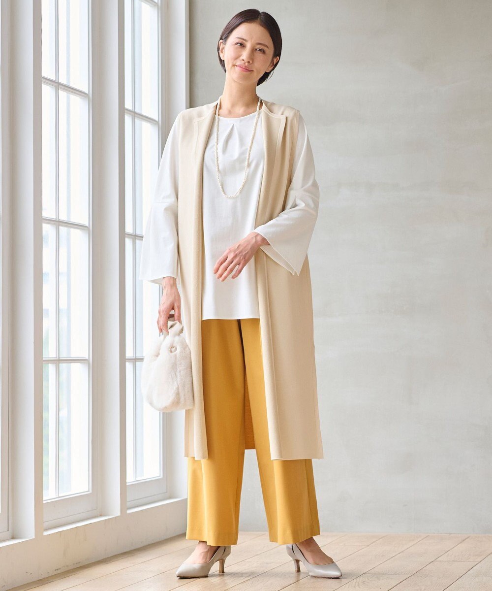 自由区 【WEB限定カラーあり・洗える】クレープストレッチニット ジレ 