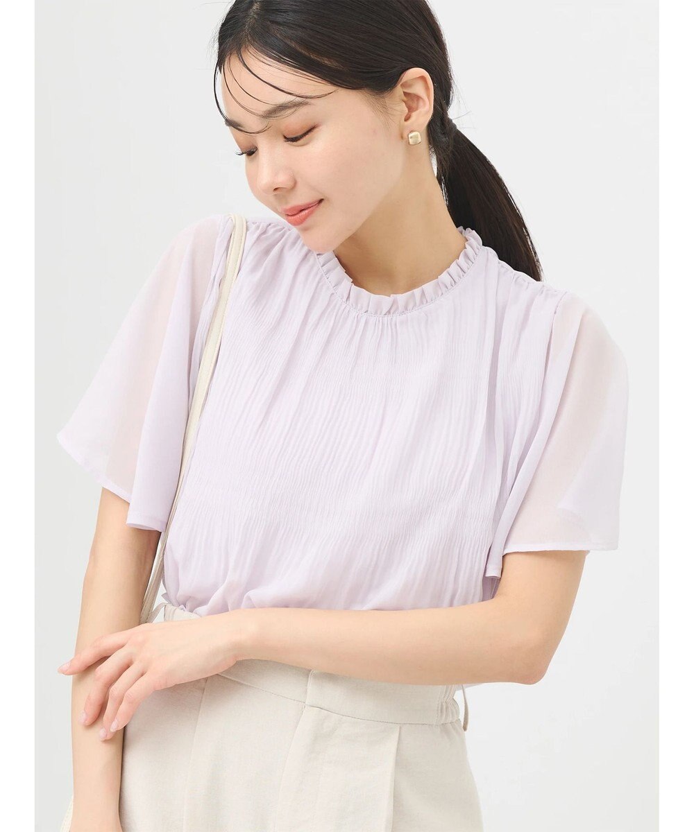 earth music&ecology マジョリカプリーツ半袖ブラウス 