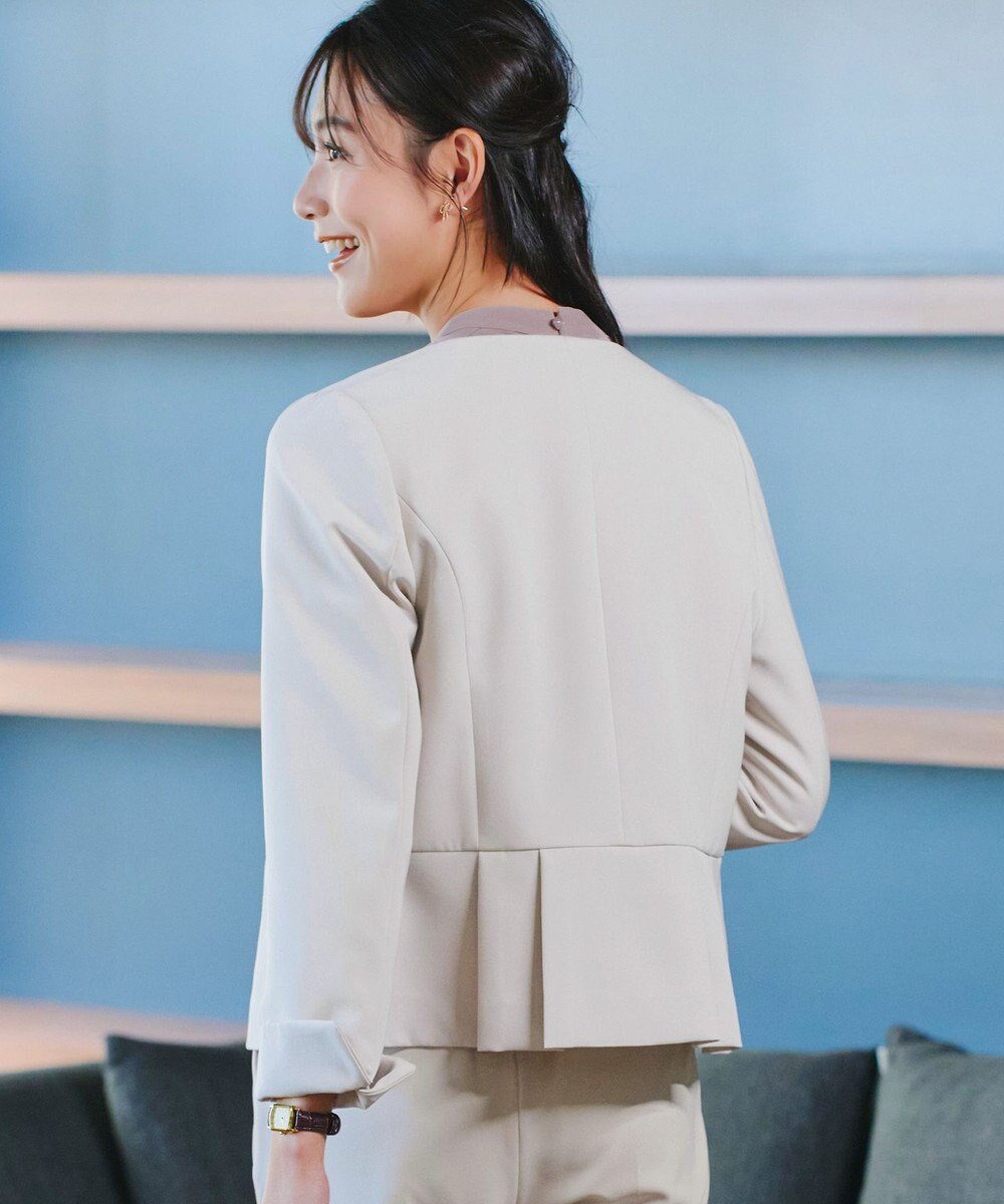 Tiaclasse L 【ダブルクロス・洗える】ノーカラージャケット 