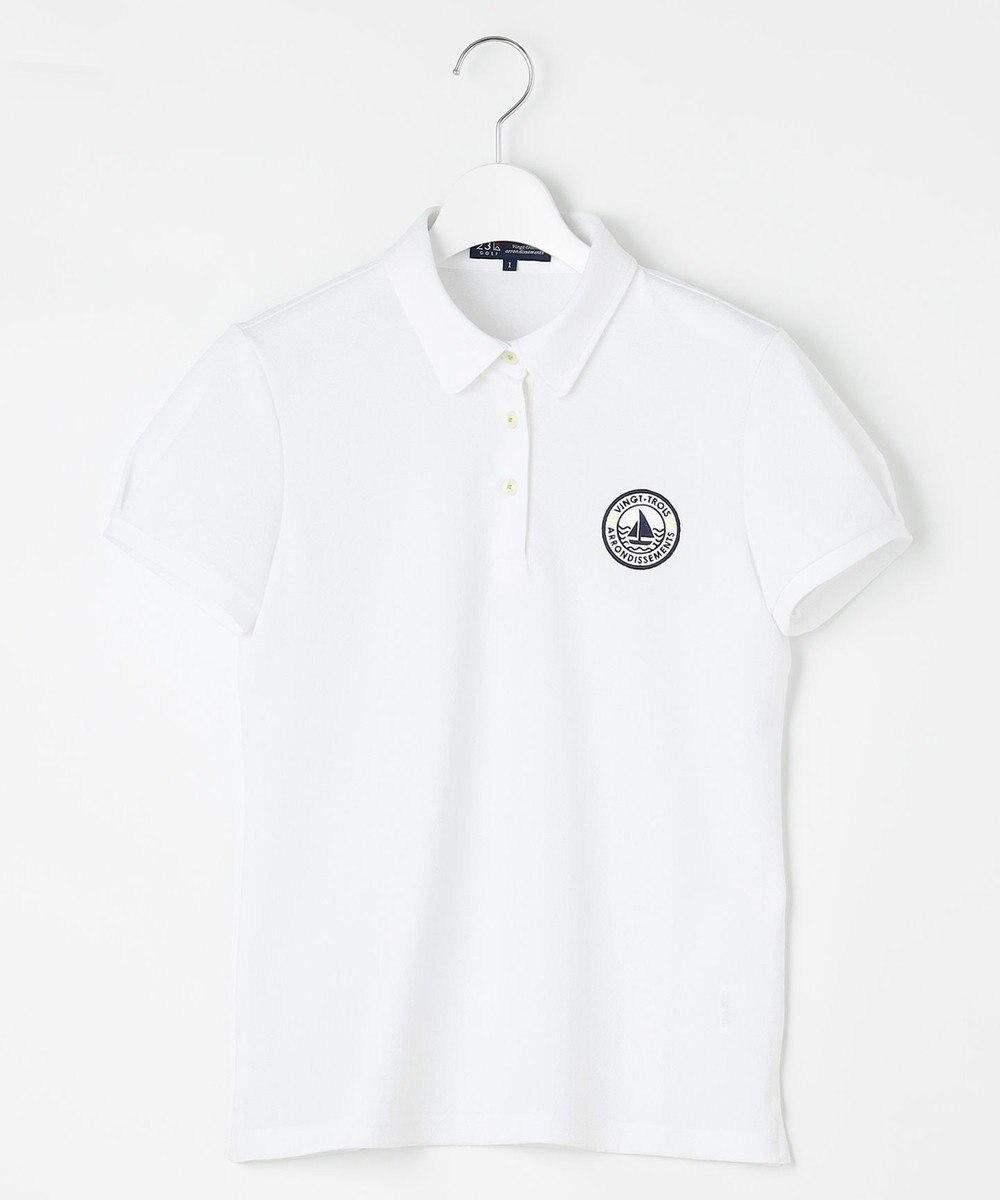 23区GOLF 【WOMEN】【UVケア】ストレッチタックジャガード 半袖シャツ 通気性に優れて涼やか！ 