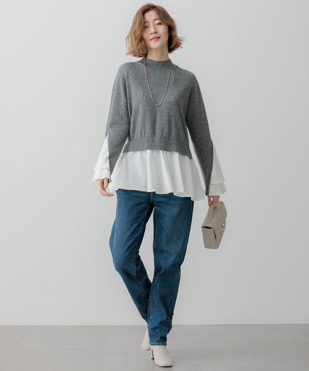 23区 L 【23区×Oggiコラボ】フレアサテンコンビ ラメニット 