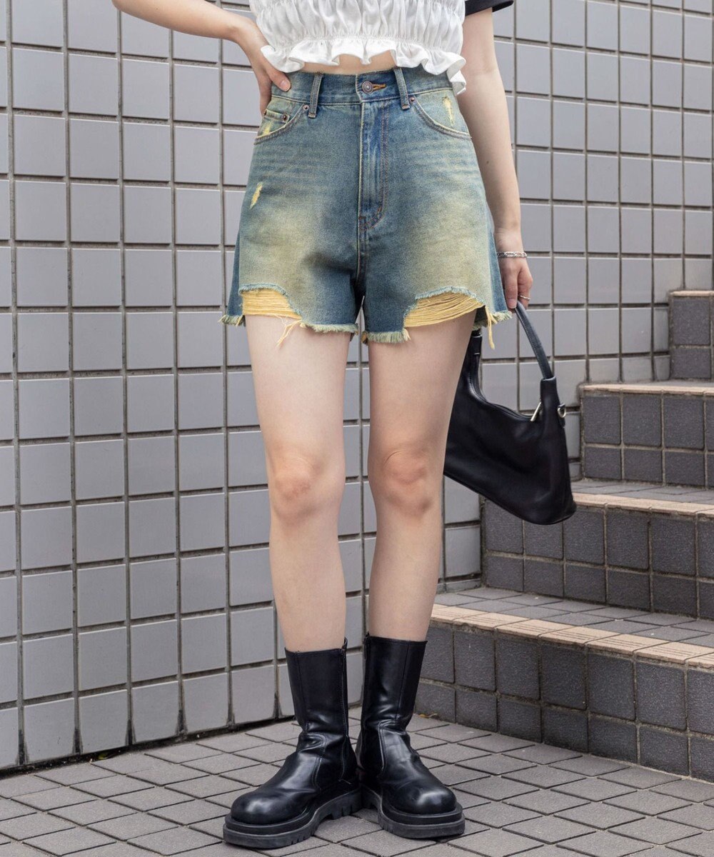 WEGO ダメージデニムショートパンツ 
