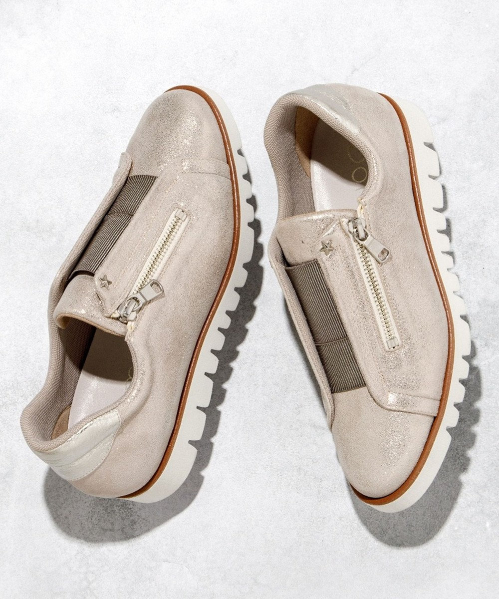 Dominic3 センターゴムサイドジップ レザースニーカー 