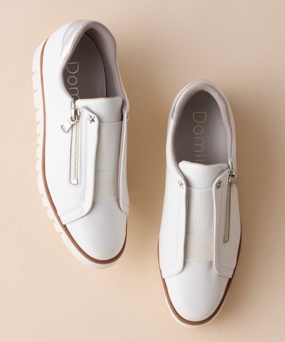 Dominic3 センターゴムサイドジップ レザースニーカー 