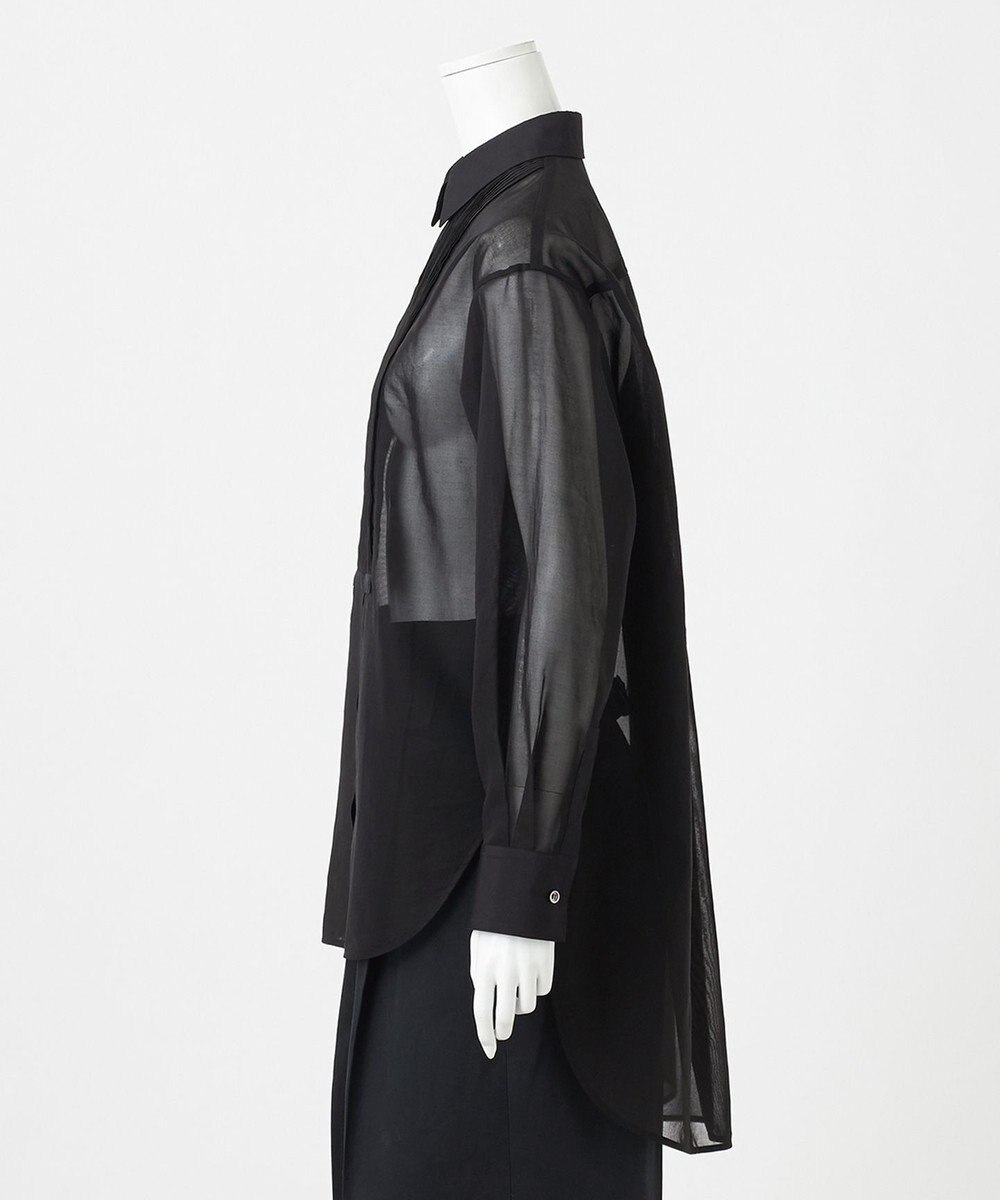 23区 L 【GOLD LABEL】コットンオーガンジー ピンタックブザム シャツ 