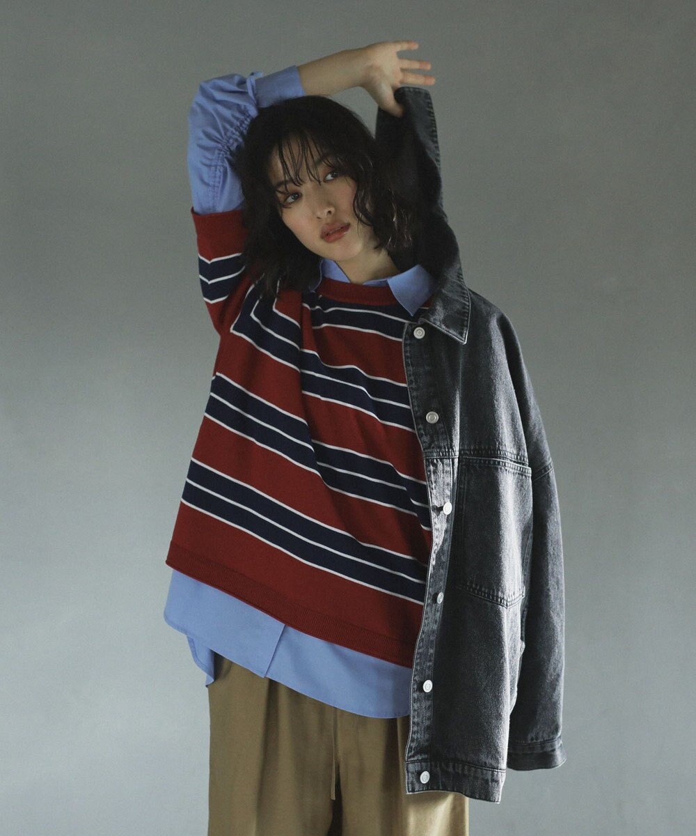 Green Parks トレーナー風ニットプルオーバー 