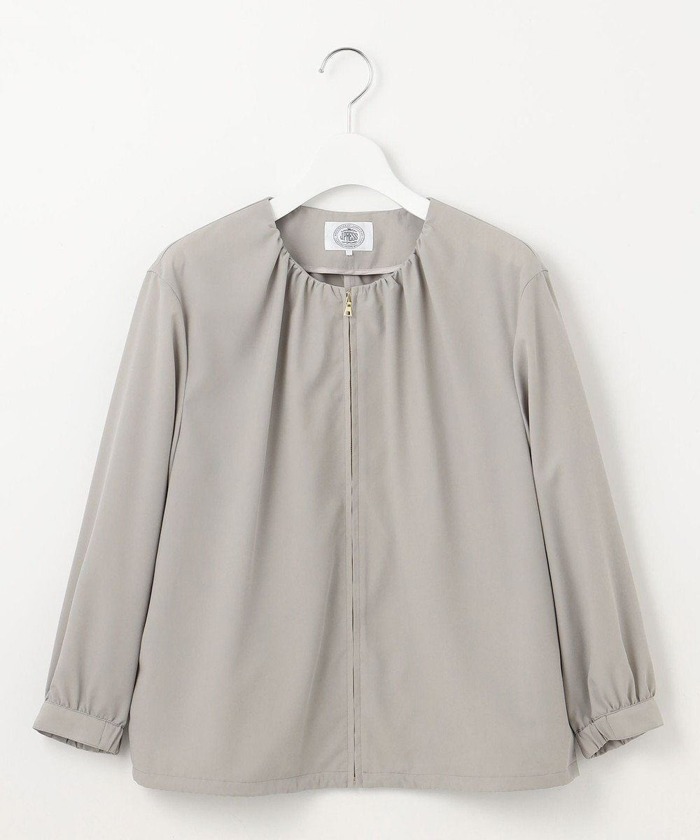 J.PRESS LADIES L 【洗える】80/1スパンタイプライター ノーカラー ブルゾン 