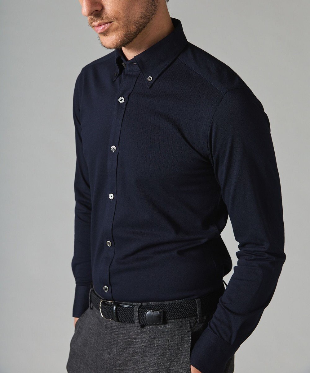 GOTAIRIKU 胸ポケット付にアップデート【吸水速乾/ストレッチ】クールマックス鹿の子 ビズシャツ_ボタンダウン 