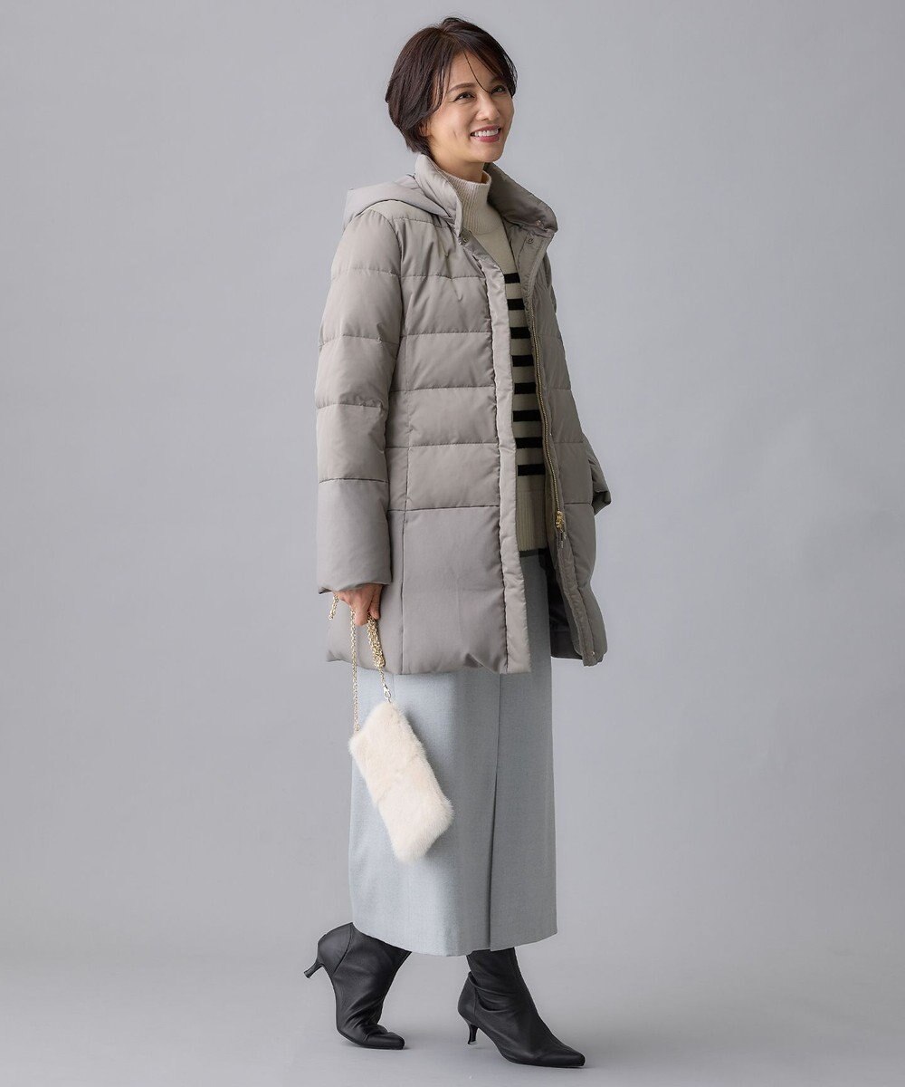 自由区 【撥水加工・洗える】ブライトダウンフード付き ダウンコート 