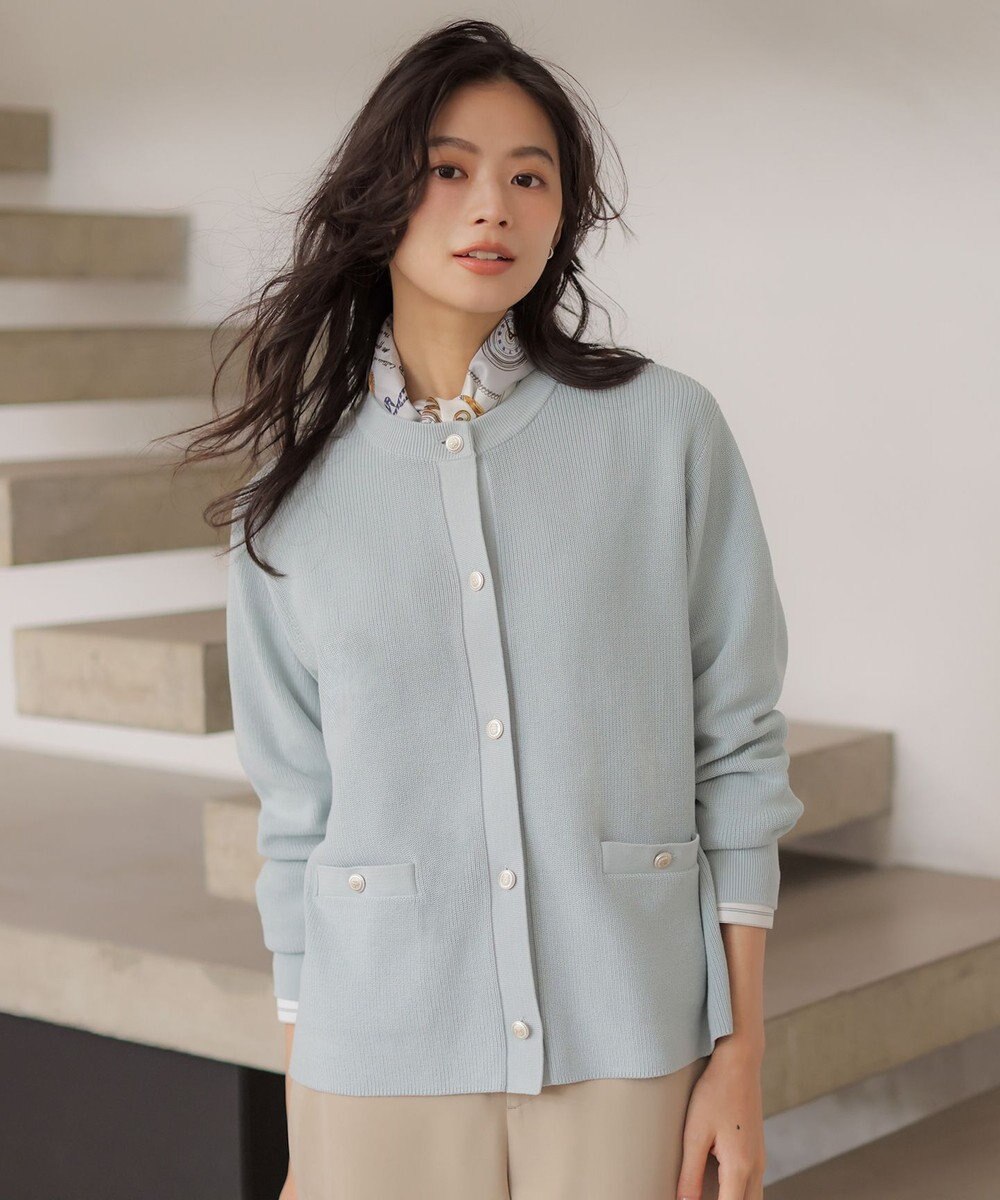 J.PRESS LADIES ORGANIC GASS COTTON クルーネック カーディガン 