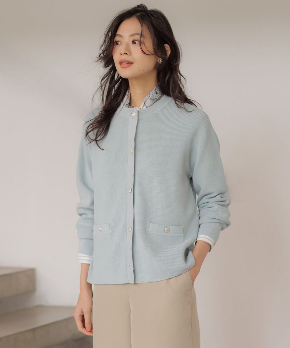 J.PRESS LADIES ORGANIC GASS COTTON クルーネック カーディガン 