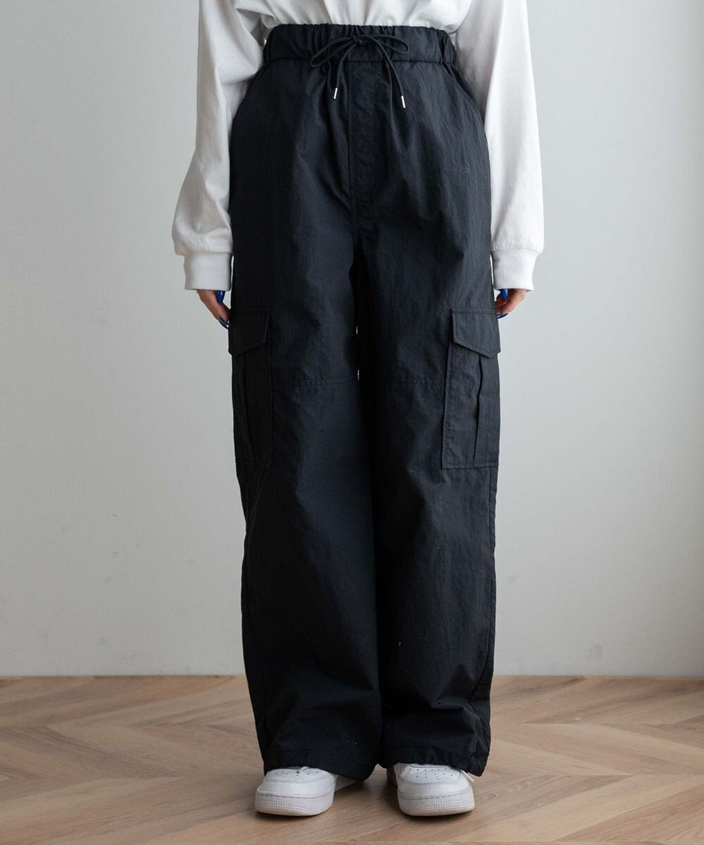 WEGO 【ウエストゴム】ナイロンイージーワイドカーゴパンツ 