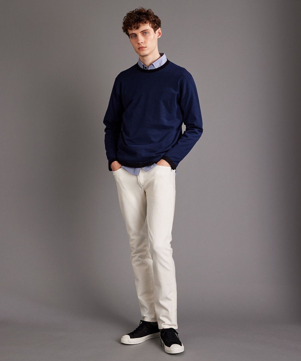 JOSEPH ABBOUD MOUNTAIN 【WEB限定・SPACE/チクチクしない/イージーケア/3シーズン対応】 SNOWYボーダーニットＴシャツ 