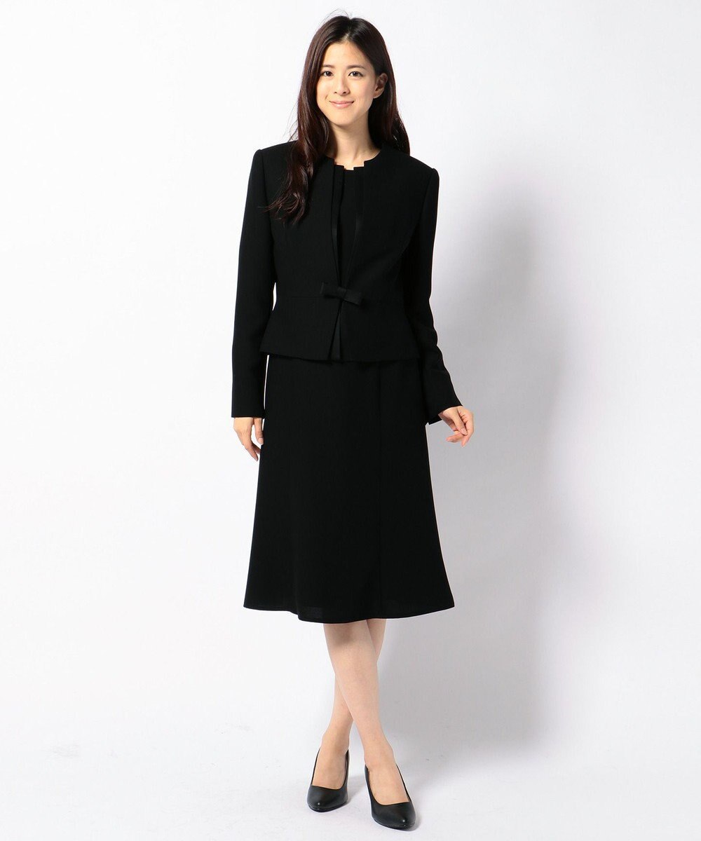 自由区 FORMAL 【ウォッシャブル対応】ドビーボーダーリボン ジャケット+ワンピース 