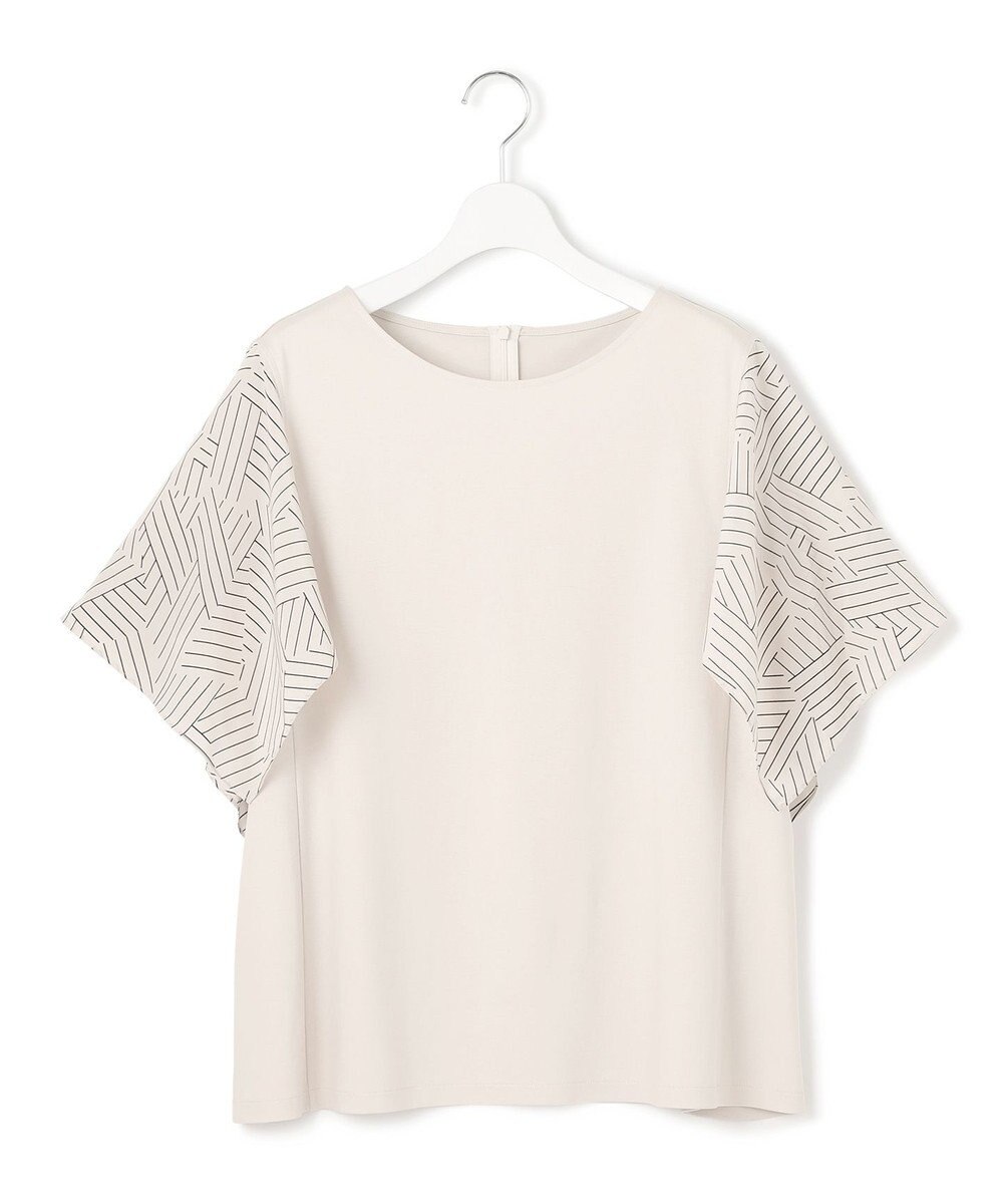 23区 L 【Lサイズ限定/洗える】スカーフプリントコンビ スリーブデザイン カットソー 