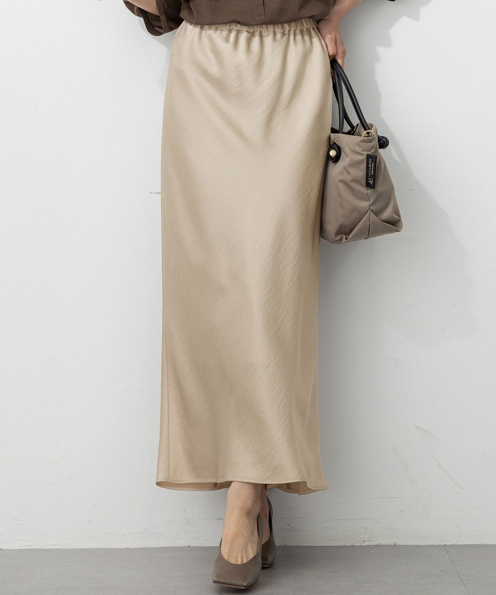 23区 【洗える】テクスチャーサテン ナロー スカート 