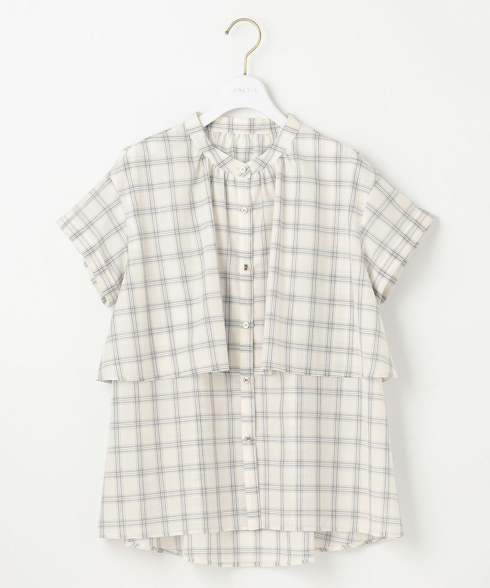 ANY SIS L 【洗える】バンドカラーレイヤード ブラウス 