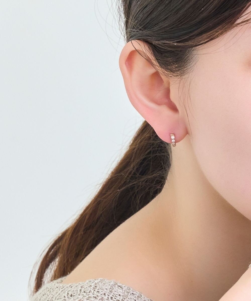 Phoebe 【金属アレルギー対応】ワンタッチビジューフープミニピアス　ローズゴールド/サージカルステンレス 