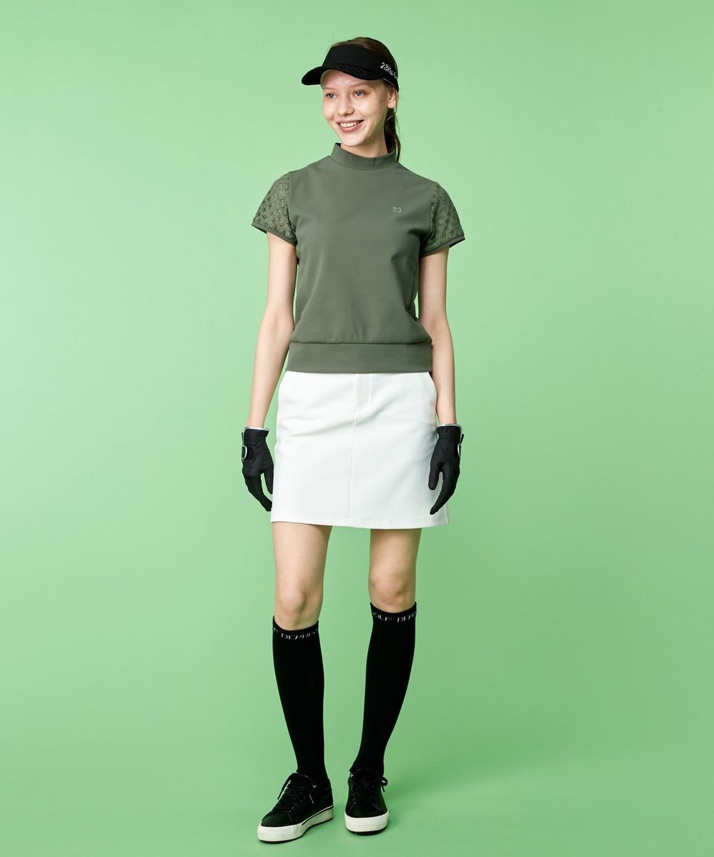 23区GOLF 人気デザインがアップデート！【WOMEN】ライトダンボール 半袖モックネックシャツ 