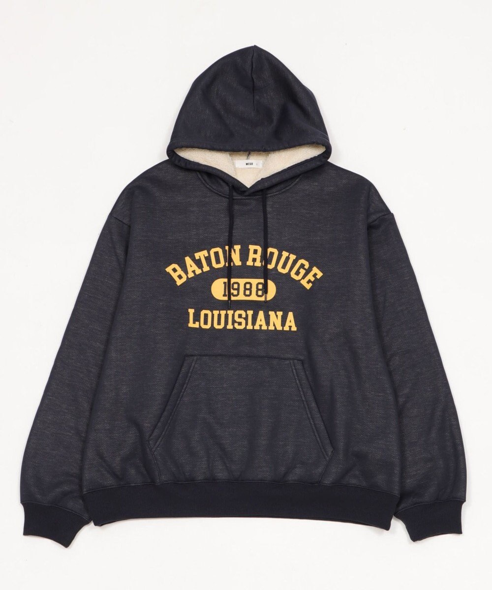 WEGO 【ユニセックス着用ITEM/裏起毛】カレッジロゴボアパーカー 