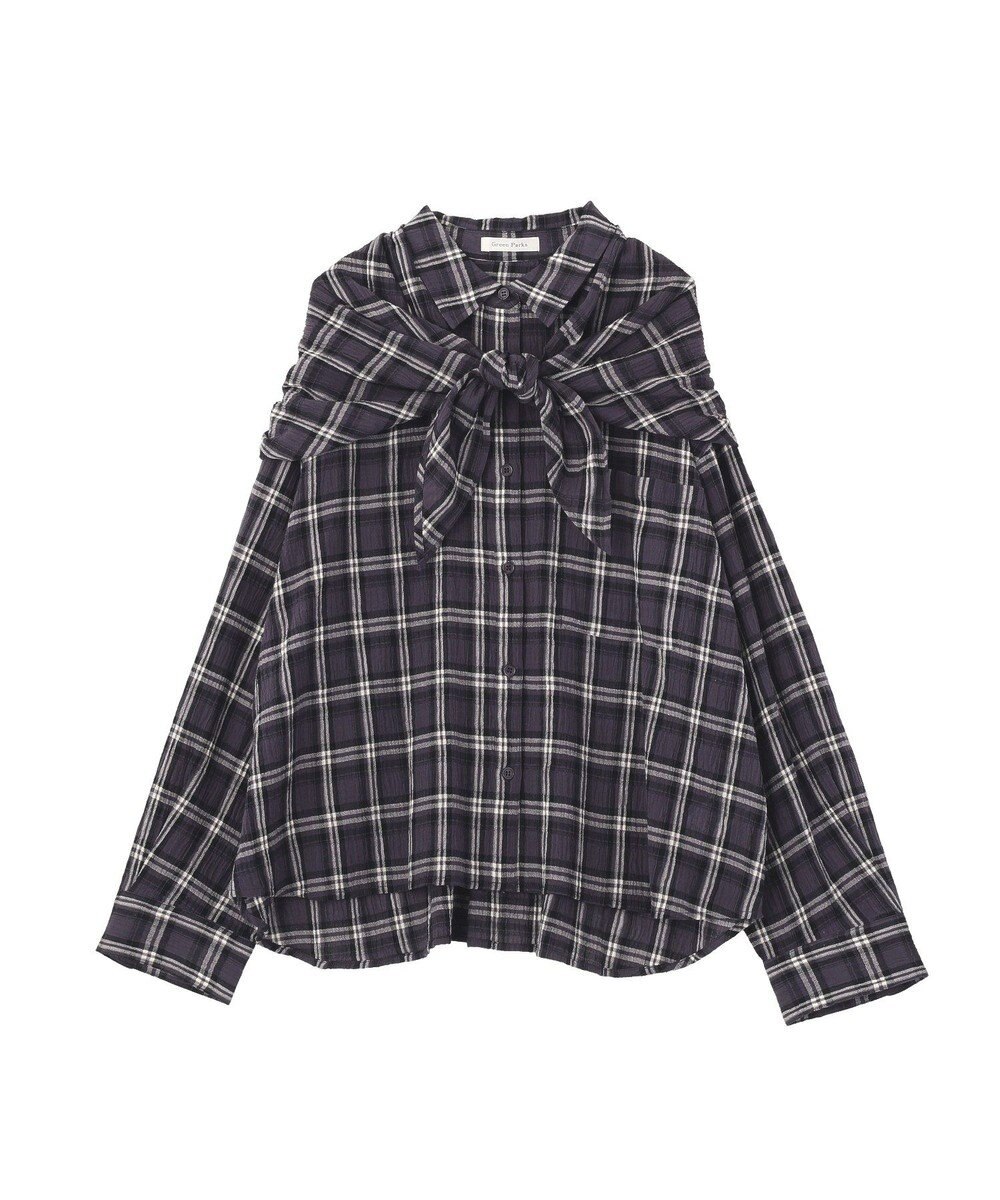 Green Parks スカーフ付チェックシャツ 