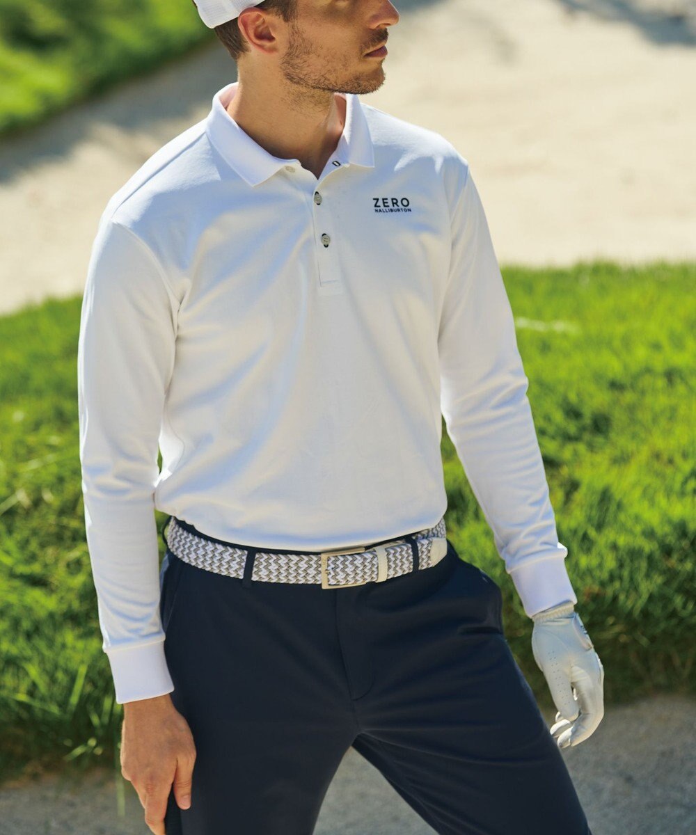 ZERO HALLIBURTON 【吸汗速乾・UVケア】鹿の子 ポロロングシャツ ZHG-A4A 1b 82851 ゴルフウェア 