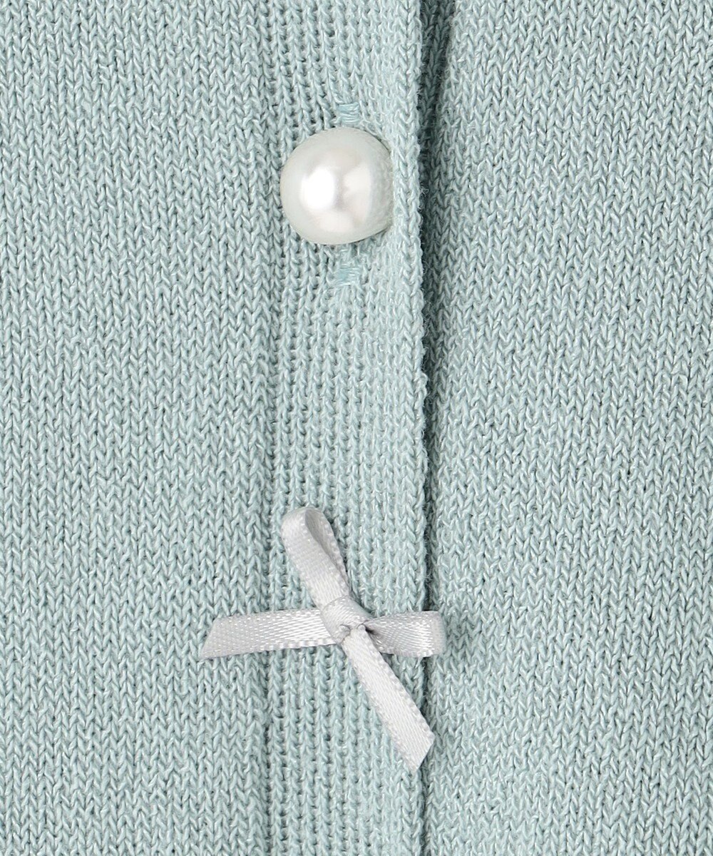 Feroux リボンパール七分袖 カーディガン 