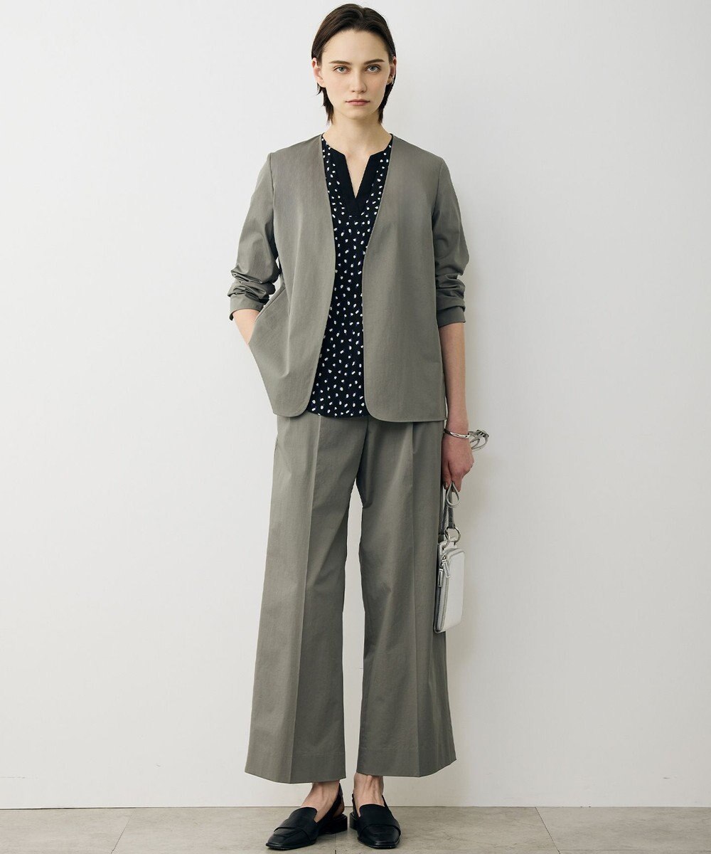 ICB 【先行予約】BackSatinAmunzen 5分袖Vネック配色ブラウス 