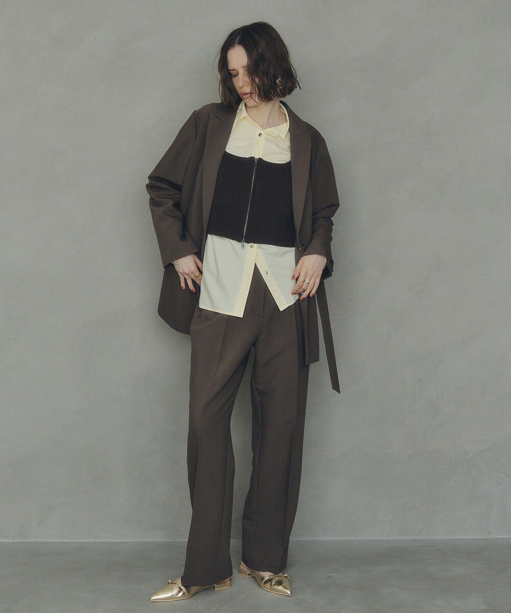 YECCA VECCA ウエストデザインワイドストレートパンツ 