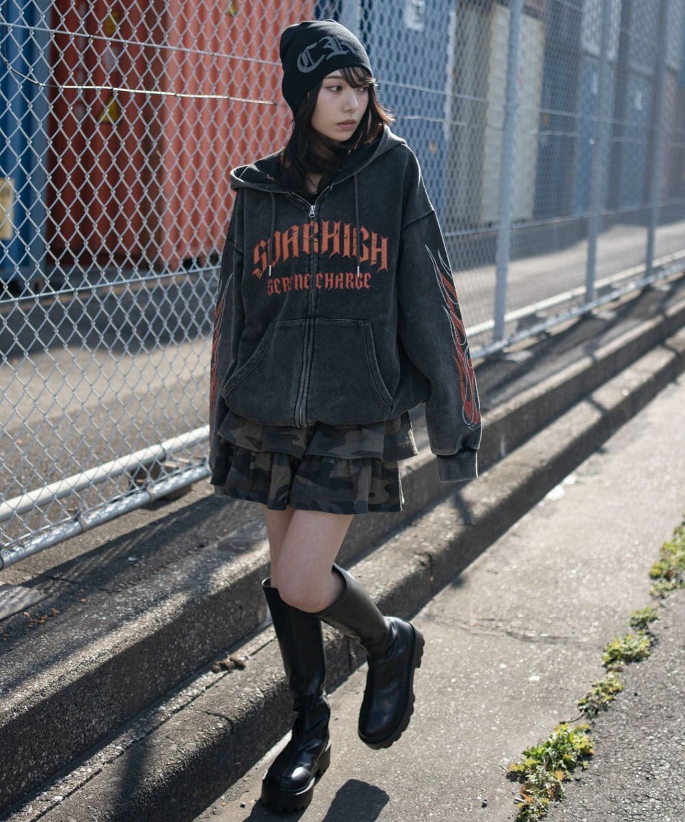 WEGO 【ユニセックス着用ITEM】ブリーチグラフィックZIPパーカー 