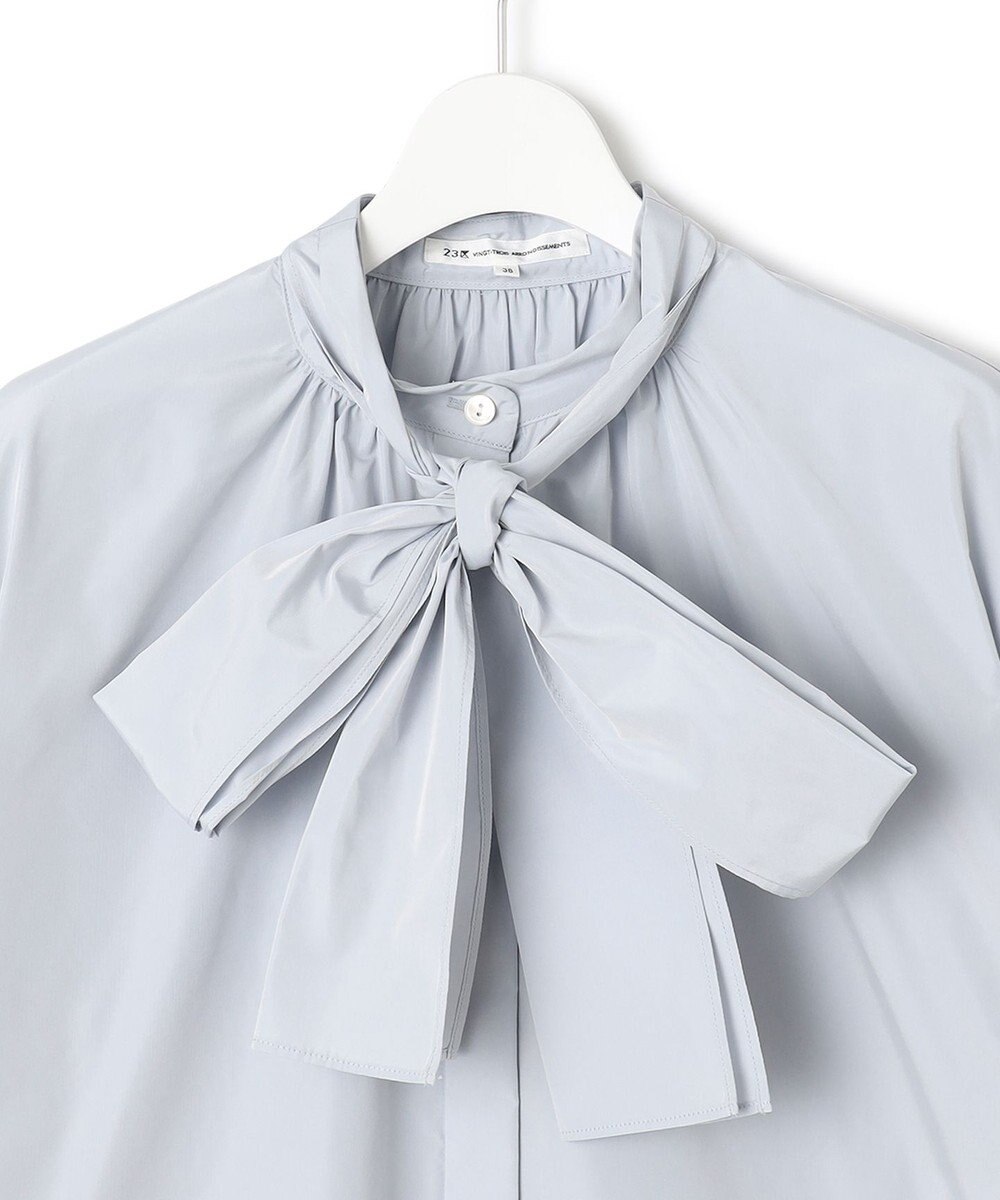 23区 【洗える】ライトメモリータフタ ボリュームボウタイ ブラウス 
